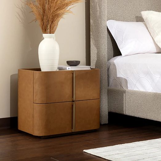 Hinsdale Vegan Leather Curved Nightstand (26"-34") by West Elm