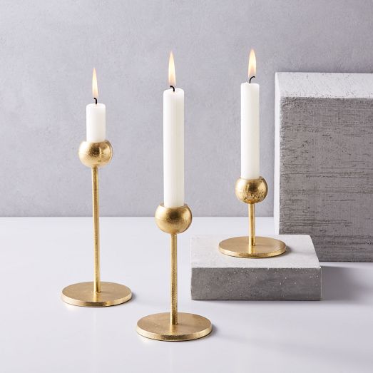 Modern Brass Metal Candleholders by West Elm