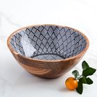 Wood &amp; Monochrome Serving Bowl - Large