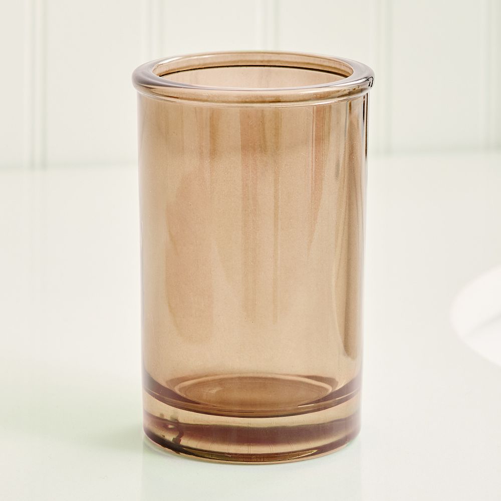Apothecary Glass Bath Accessories - Toothbrush Holder, Smokey Taupe