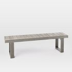 Portside Wood Outdoor Extendable Dining Table (76.5"&ndash;106"), Benches &amp; Stacking Chairs Set