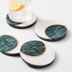 Moon Marble &amp; Brass Coaster Sets