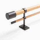 Mid-Century Double Curtain Rod - Natural Oak/Dark Bronze