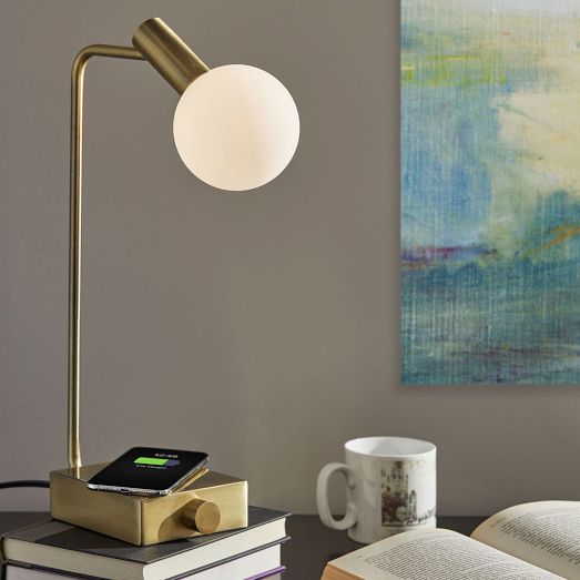 Modern Deco LED Wireless Charging & USB Task Lamp (17.5") by West Elm