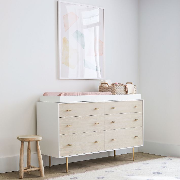 white changing table with dresser Vevor Baby Diaper Change Station 3 Drawers New Puggle Sleigh Dresser & Changer
