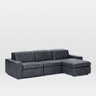 Enzo Leather 3-Piece Reclining Chaise Sectional w/ Storage (108")