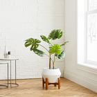 Faux Monstera Plant &amp; Ilya Turned Wood Planter Bundle