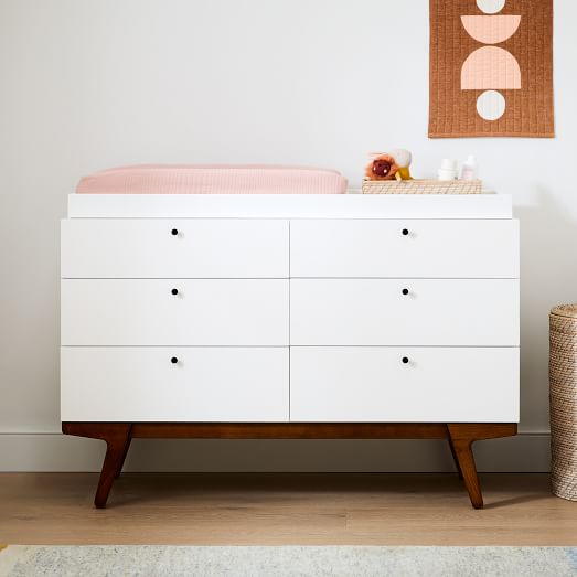 changing pad for dresser Contoured with Soft & Washable Cover, Waterproof Lining Foam Baby Changing Table Pads Top, Secure with Security Strap and Two High Curved Sides, 3216, Sage Green DETAILS THAT MATTER Dresser features 3 small drawers Storkcraft Universal Changer Topper, White