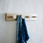 Deco Metal &amp; Marble Hook Rack - White &amp; Brass