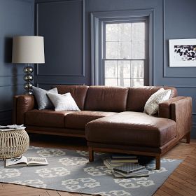 Dekalb 2 Piece Leather Sectional Sofa | Sofa With Chaise | West Elm