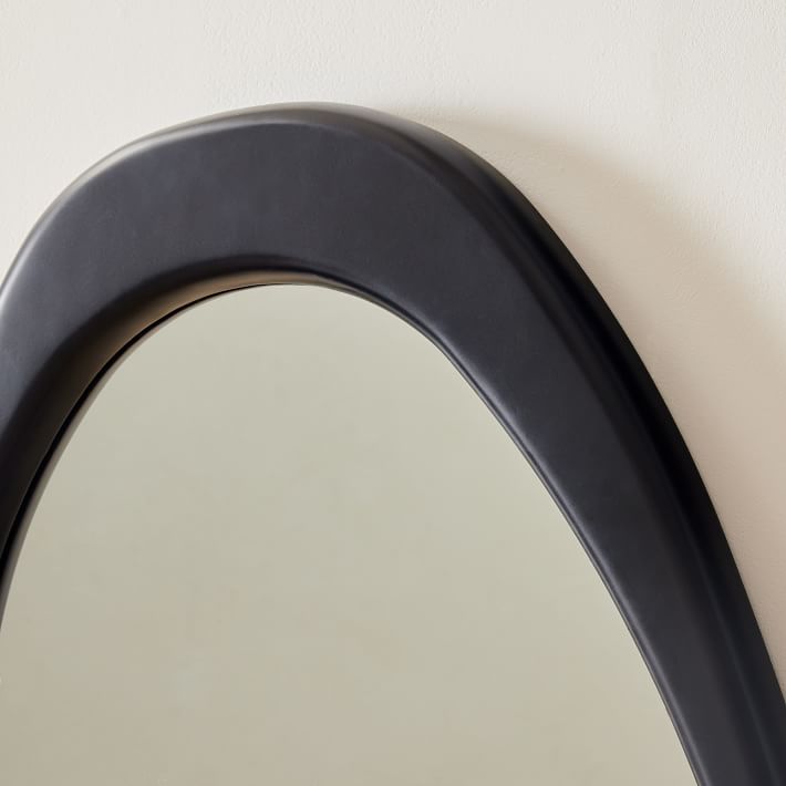 Mid-Century Asymmetrical Wood Floor Mirror - Modern Elegance