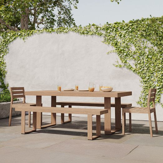 Portside Wood Outdoor Dining Table (76.5"), Benches & Dining Chairs Set by West Elm