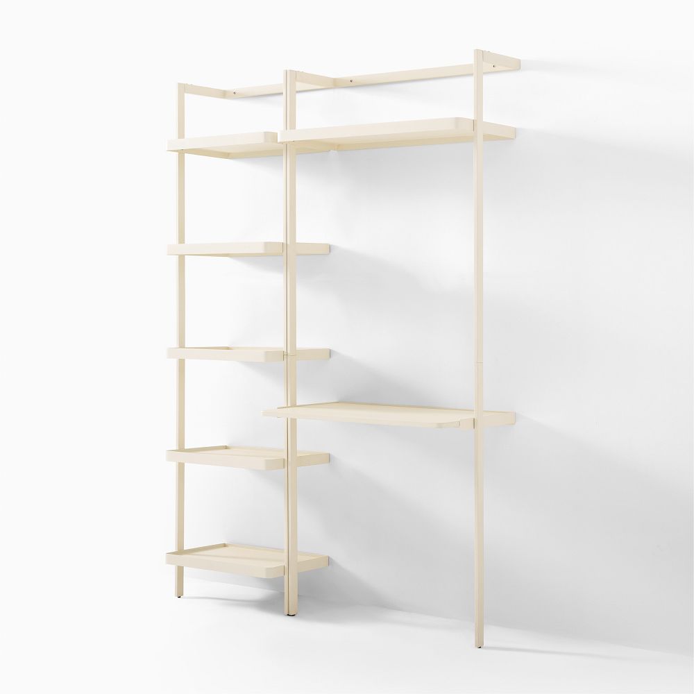 Blaine Narrow Wall Desk w/ Shelves (53") - Ivory