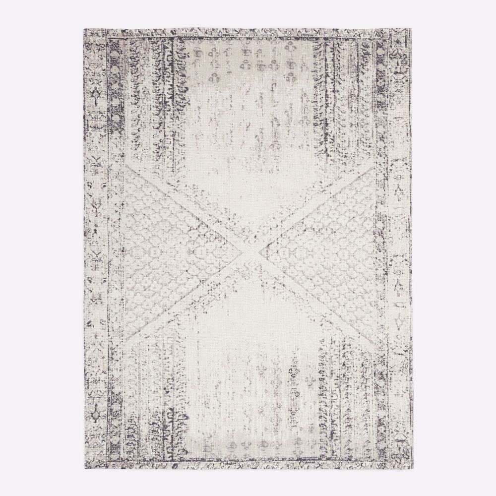 Distressed Ensi Wool Rug, 6x9, White