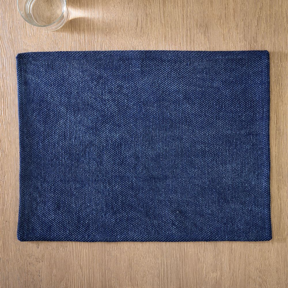Textured Canvas Cotton Placemat Sets - Placemat, Midnight, Set of 4