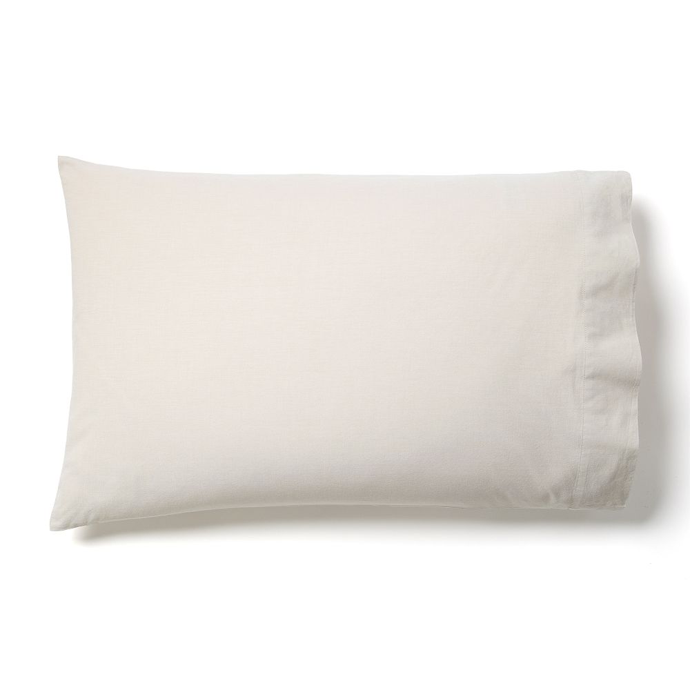 Organic Washed Cotton Percale Pillowcase Set - Standard, Sand Melange