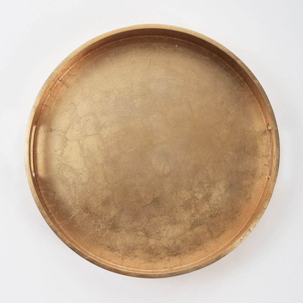 Lacquer Wood Round Tray (18") - 18", Gold