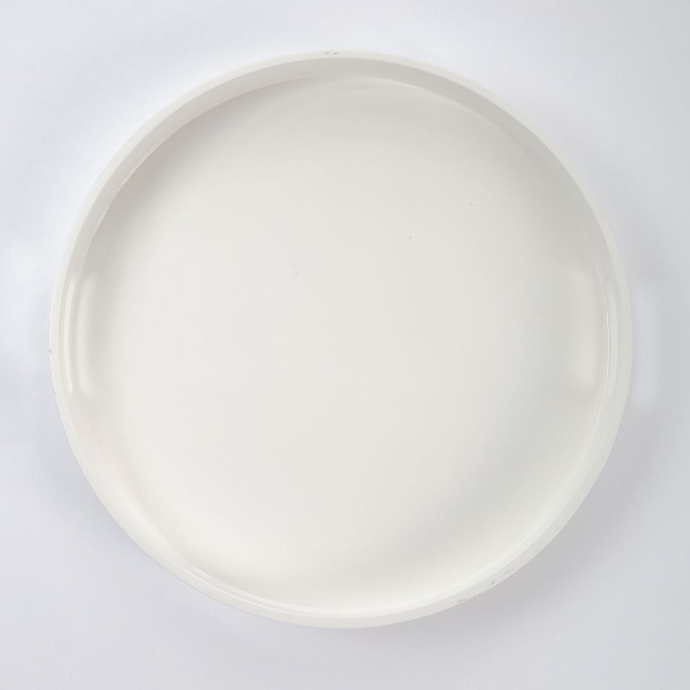 Lacquer Wood Round Tray (18") - 18", White