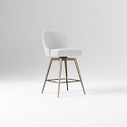 Open Box: Mid-Century Swivel Counter Stool (26") - Performance Velvet Frost Gray, Oil Rubbed Bronze Legs