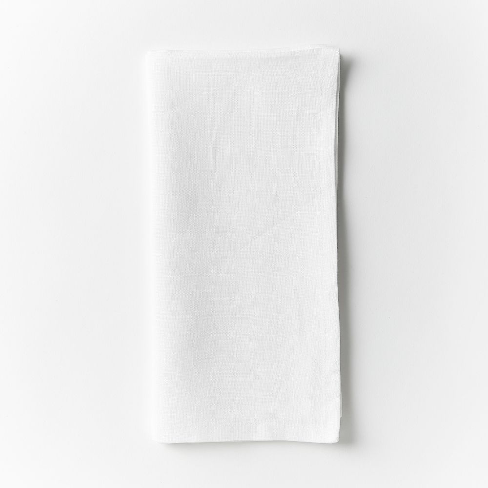 European Flax Linen Napkin, White, Set of 4