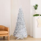 Pre-Lit Faux Pop-Up Silver Christmas Tree