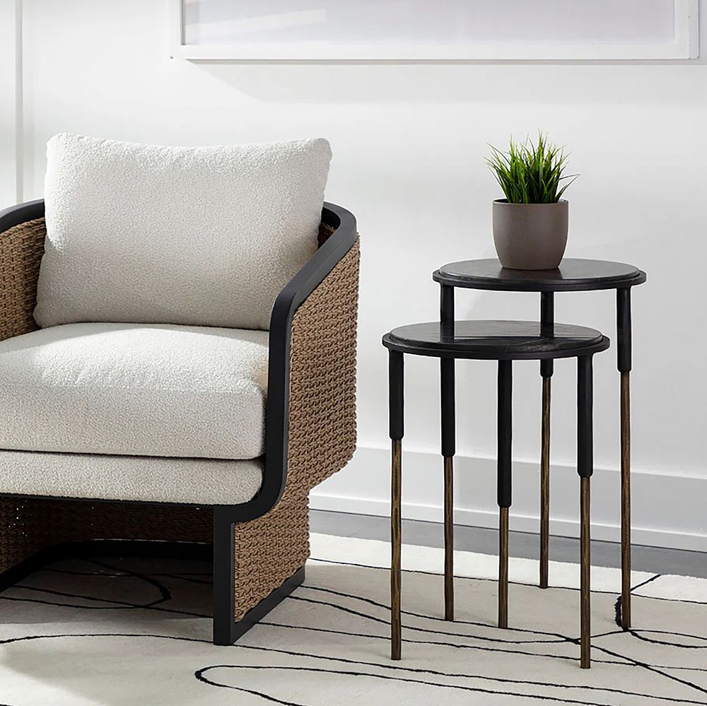 Marble & Wrought Iron Nesting Side Tables (15") by West Elm