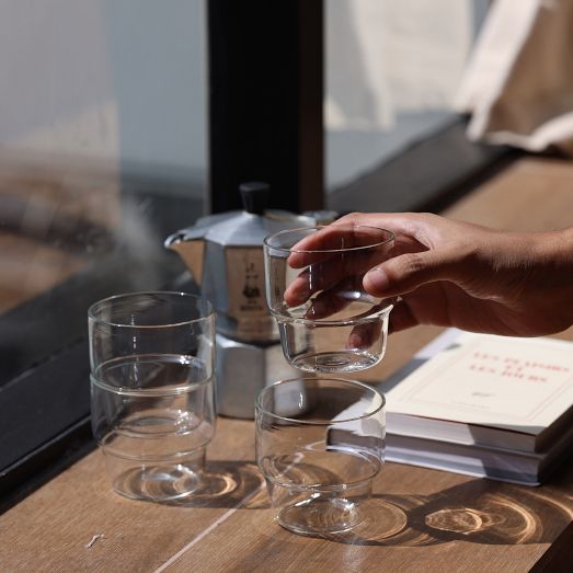 Fleck Stackable Glass Tumblers (Set of 4) by West Elm