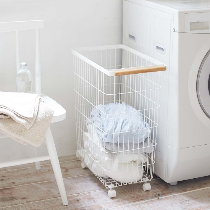 Yamazaki Tosca Slim Rolling Laundry Basket | West Elm