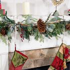 Mantel Garland &amp; Christmas Stocking Holder (Set of 2) - White