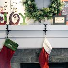 Mantel Garland &amp; Christmas Stocking Holder (Set of 3) - Black