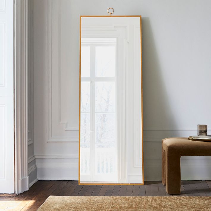Metal Frame Antique Gold Floor Mirror | West Elm