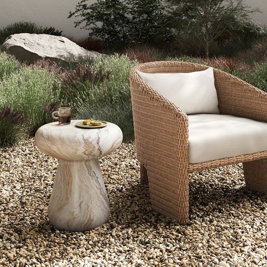 Alvarez Round Marble Outdoor Side Table (17") by West Elm
