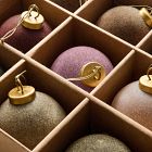 Medium Flocked Ball Ornaments (Set of 9) - Warm Tones