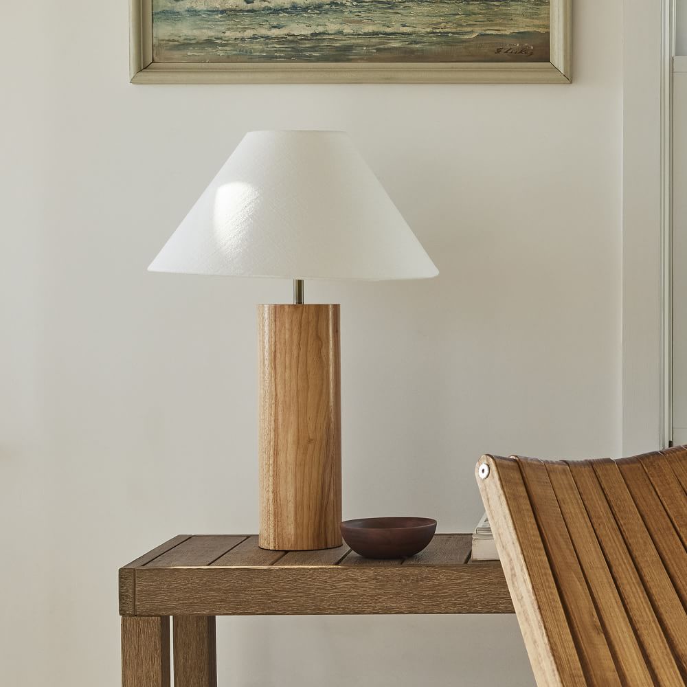 Modern Wood Column Table Lamp (25.5") by West Elm