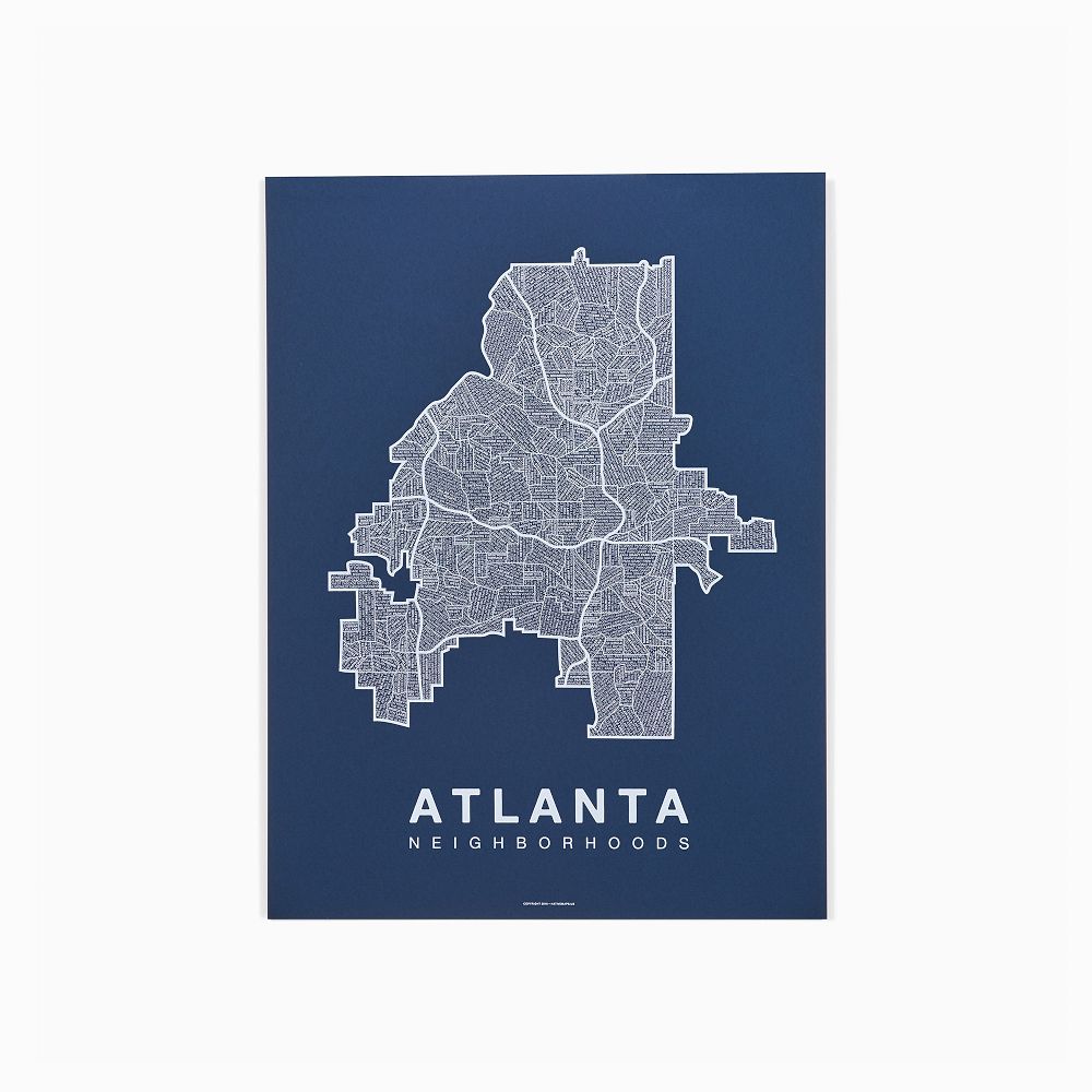 Native Maps City Prints - Atlanta, White + Navy