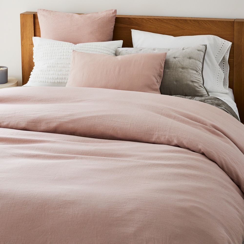 European Flax Linen Full/Queen Duvet, Adobe Rose