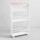 Open Box: Yamazaki Slim Wood Top Rolling Storage Cart - White