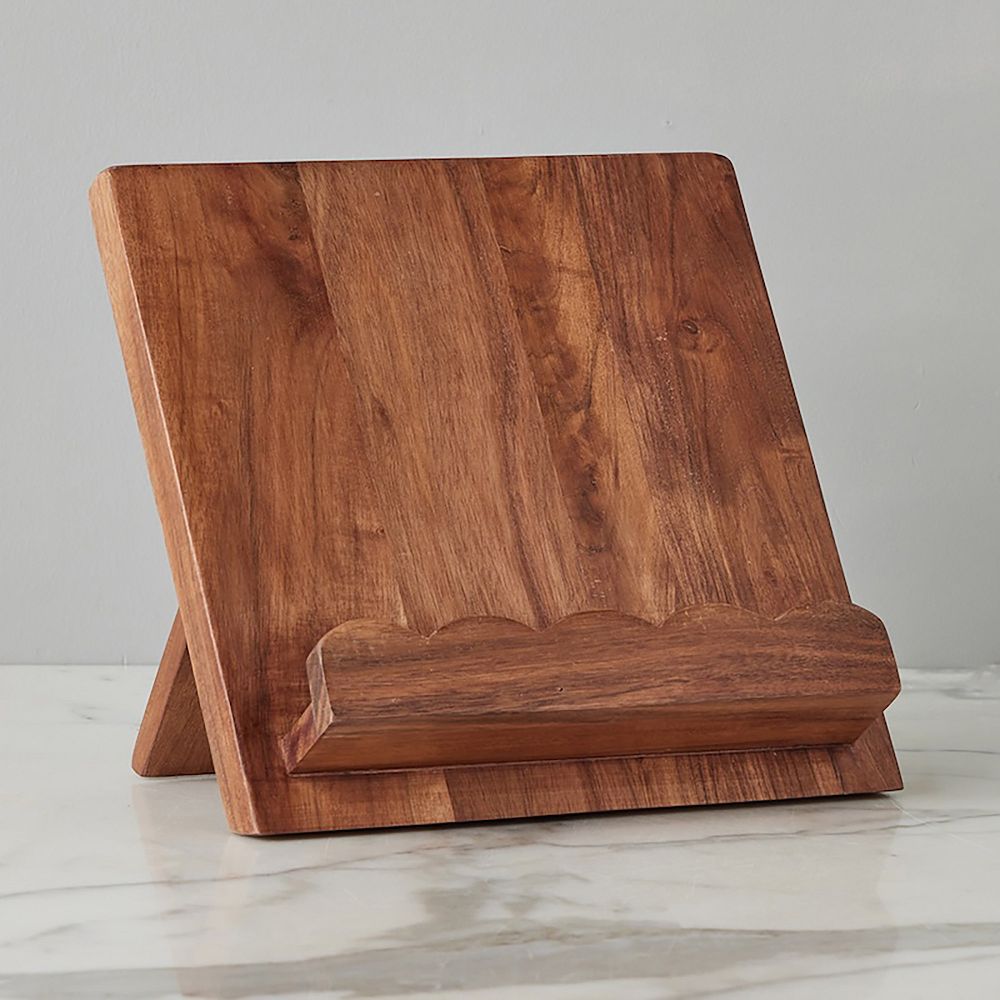 Scalloped Wood Cookbook Stand - Natural