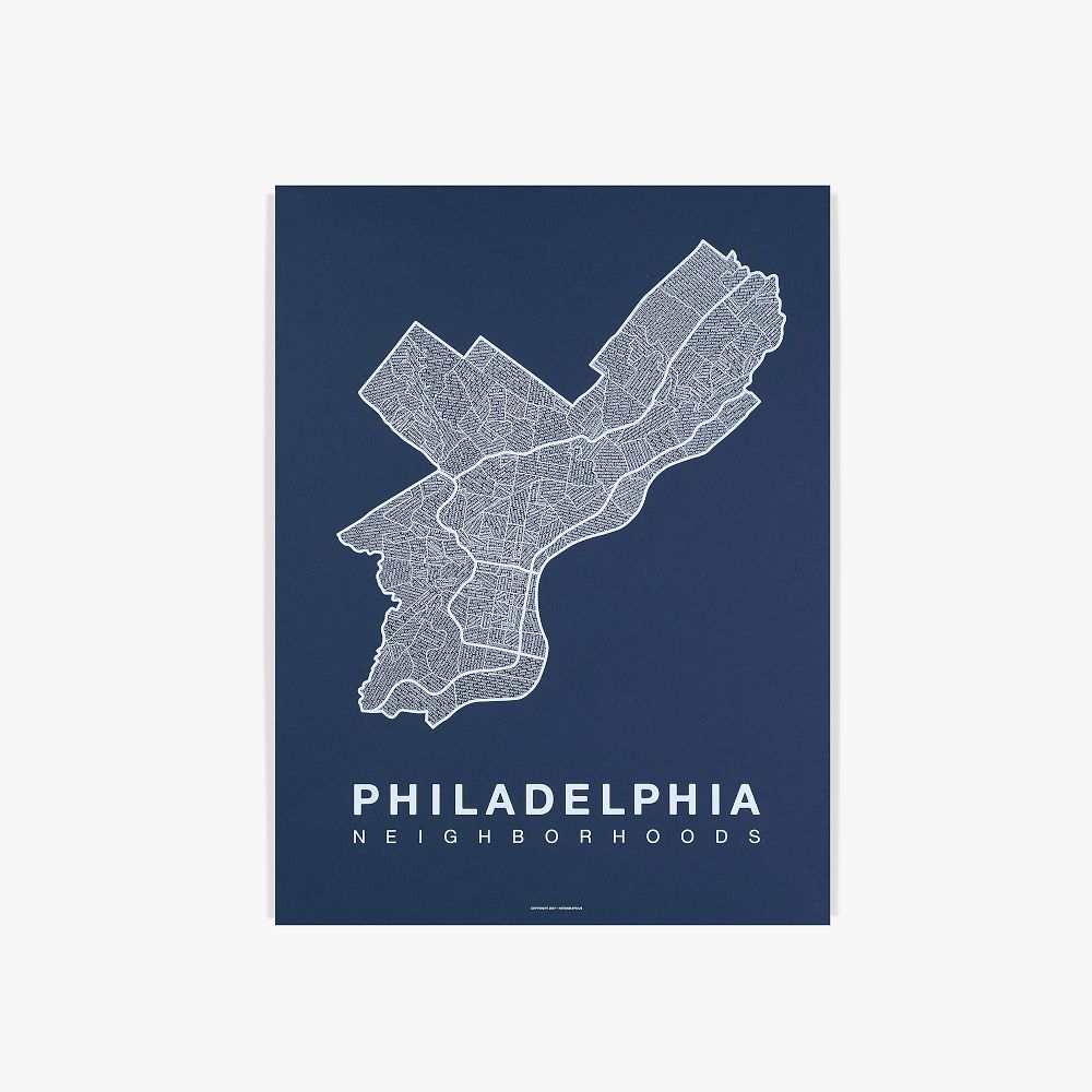 Native Maps City Prints - Philadelphia, White + Navy