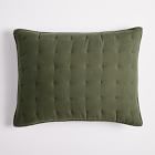Open Box: European Flax Linen Tack Stitch Sham, King - Dark Olive