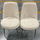 Open Box: Finley Low-Back Dining Chair (Set of 2) - Performance Distressed Velvet Sand, Champagne Bronze