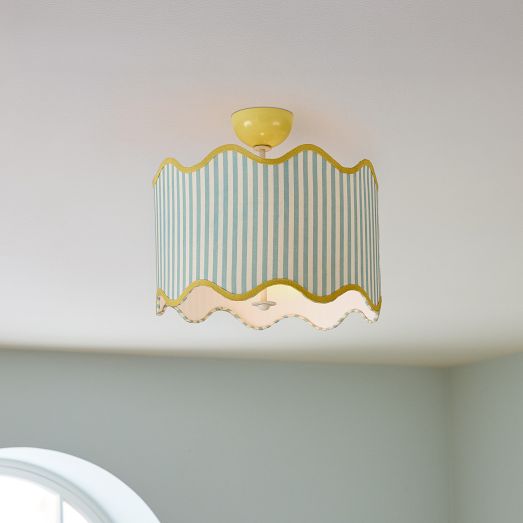 Pink Chicken Stripe Flush Mount (18") by West Elm