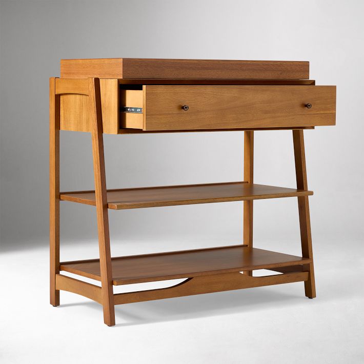 mid century modern changing table dresser Mid-Century Open Dresser with Removable Topper, Acorn, WE Kids, West Elm