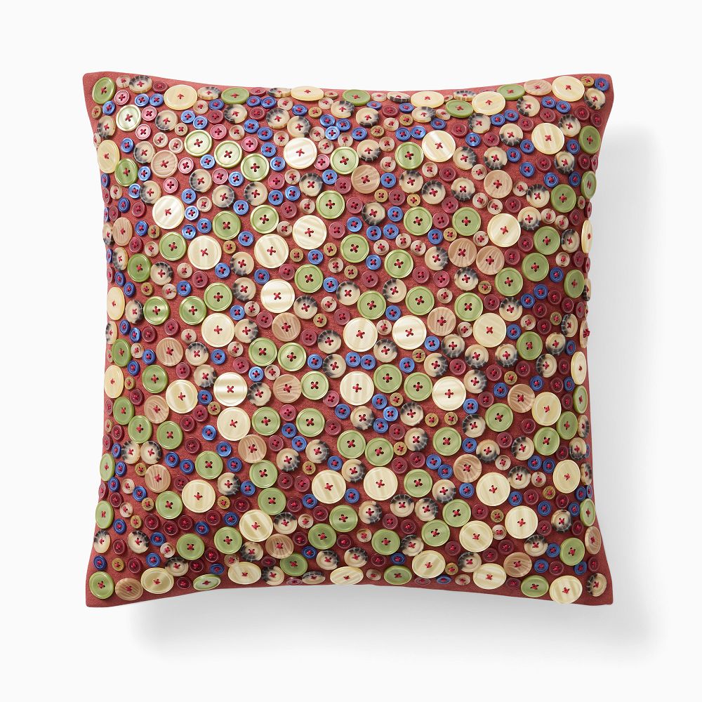 Emma Chamberlain Embellished Button Pillow Cover - 16" Square, Red + Feather Insert