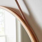Modern Hanging Round Wall Mirror w/ Leather Strap