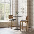 Orbit Restaurant Round Bar Table &ndash; Porcelain w/ Protective Metal Bumper