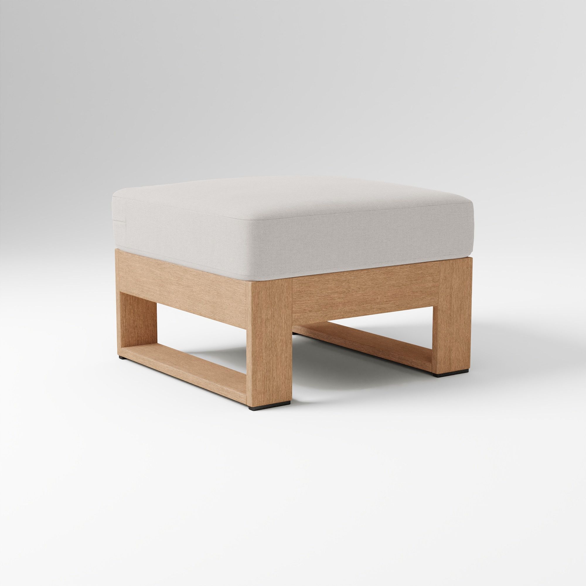 Portside Outdoor Ottoman, Weathered Wood | West Elm