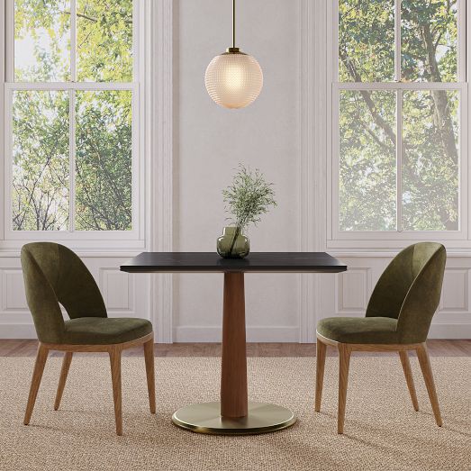 Claire Restaurant Dining Table - Porcelain w/ Protective Metal Bumper - Square by West Elm