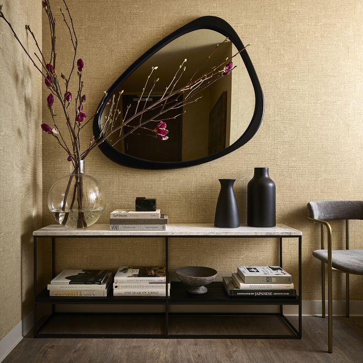 鏡 journalstandardFurniture OLD ELMMIRROR Vintage French Provincial Lane Furniture Style Yellow w Gold Trim