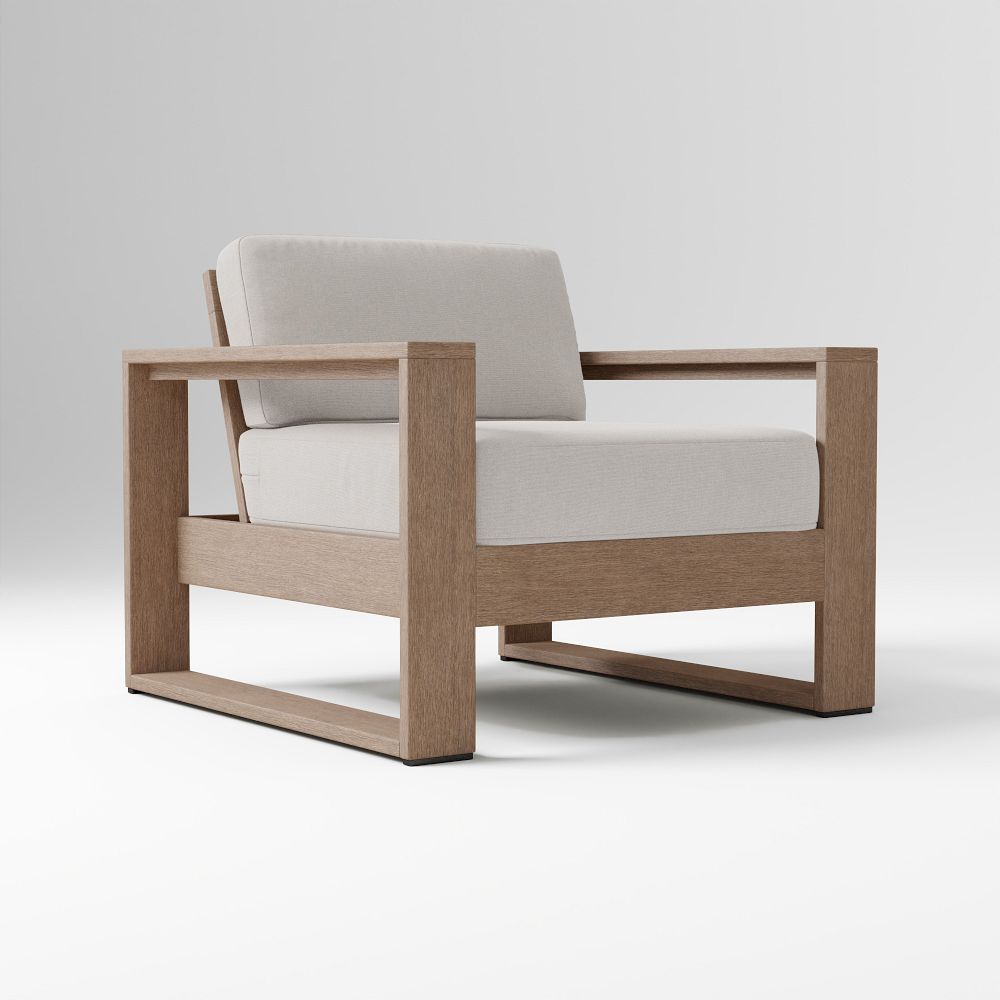Portside Outdoor Sofa, Lounge Chair & Coffee Table Set - Driftwood, Marled Weave, Pearl Gray